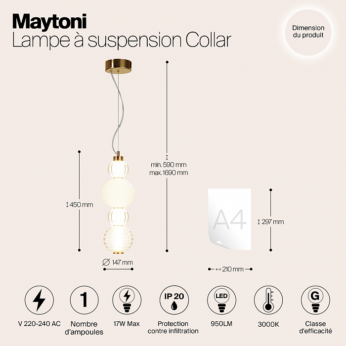 Светильник Maytoni P069PL-L17G3K